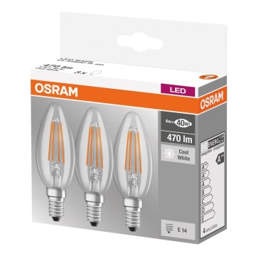 SET 3x LED Bulb BASE VINTAGE B40 E14/4W/230V 4000K – Osram