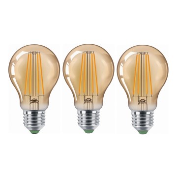 SET 3x LED Bulb CLASIC AMBER A60 E27/9W/230V 2200K - Brilagi