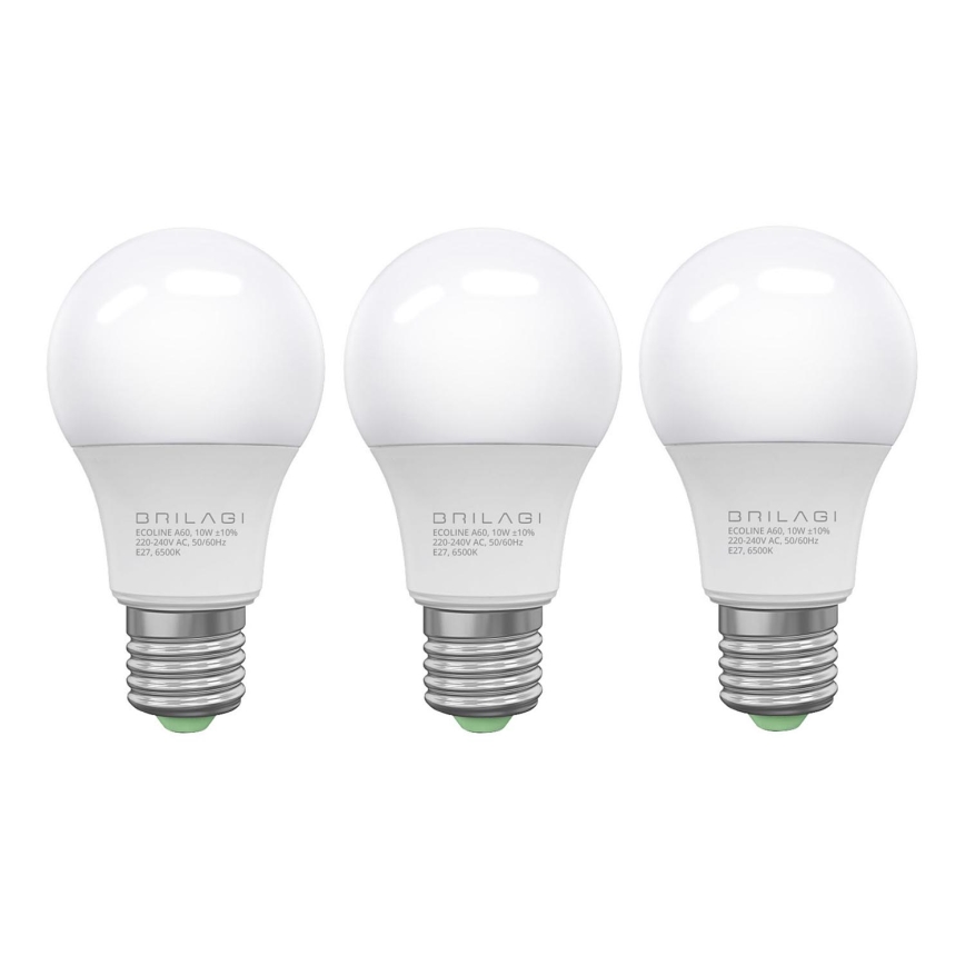 SET 3x LED Bulb ECOLINE A60 E27/10W/230V 4000K - Brilagi