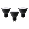SET 3x LED Bulb ECOLINE GU10/6W/230V 4000K black - Brilagi