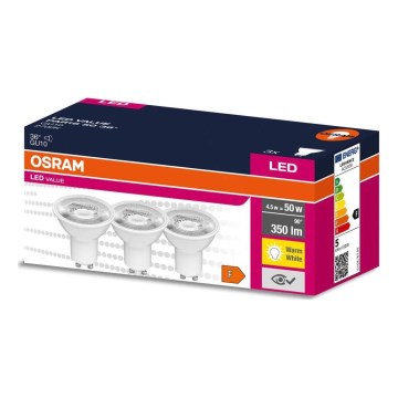 SET 3x LED Bulb PAR16 GU10/4,5W/230V 2700K - Osram