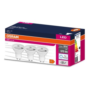 SET 3x LED Bulb PAR16 GU10/6,9W/230V 6500K - Osram