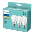 SET 3x LED Bulb Philips A60 E27/8W/230V 2700K