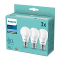 SET 3x LED Bulb Philips A60 E27/8W/230V 6500K