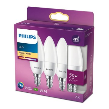 SET 3x LED Bulb Philips B35 E14/4W/230V 2700K