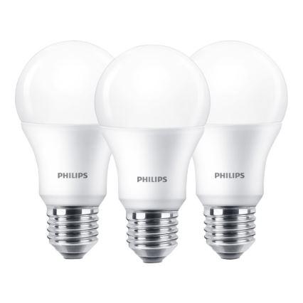 Set 3x LED Bulb Philips E27/9W/230V 2700K