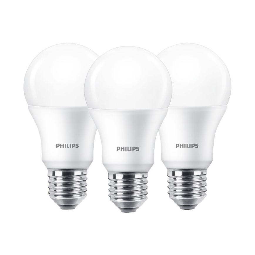 Set 3x LED Bulb Philips E27/9W/230V 2700K