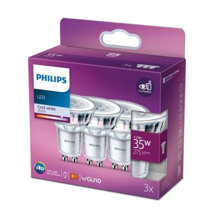 SET 3x LED Bulb Philips PAR16 GU10/3,5W/230V 4000K