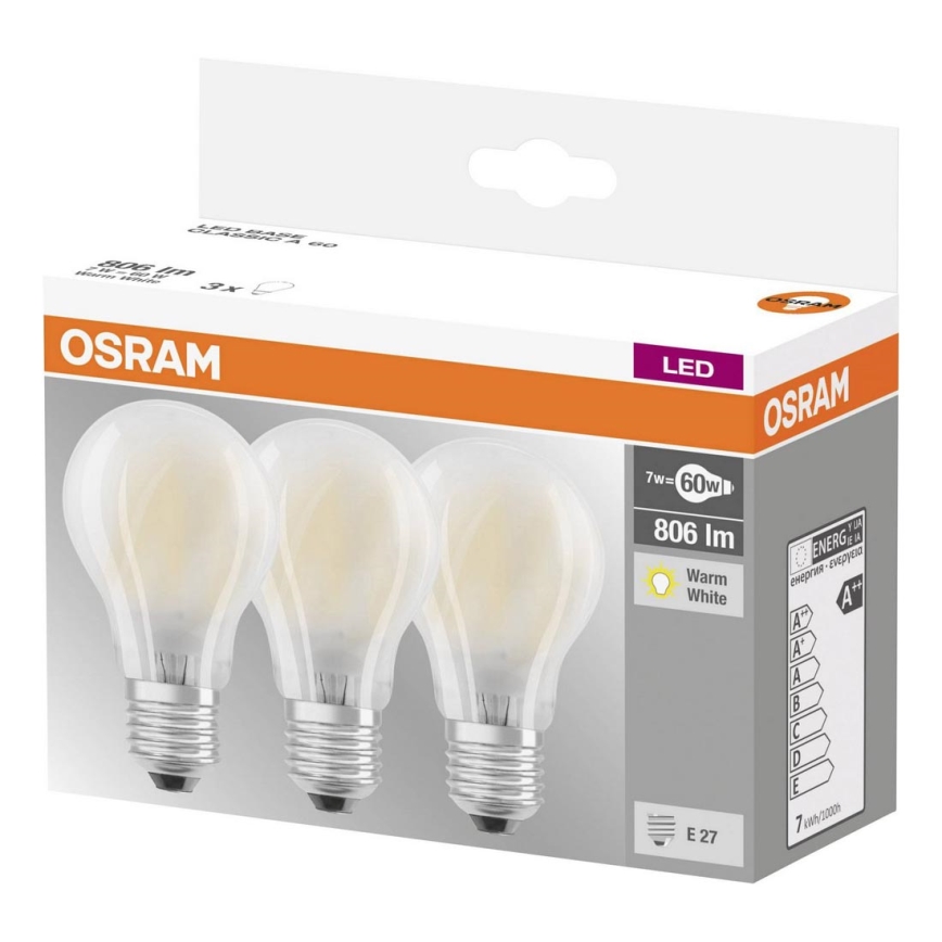 SET 3x LED Bulb VINTAGE E27/7W/230V 2700K - Osram