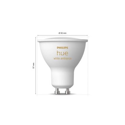 SET 3x LED Dimmable bulb Philips Hue WHITE AMBIANCE GU10/4,2W/230V 2200-6500K