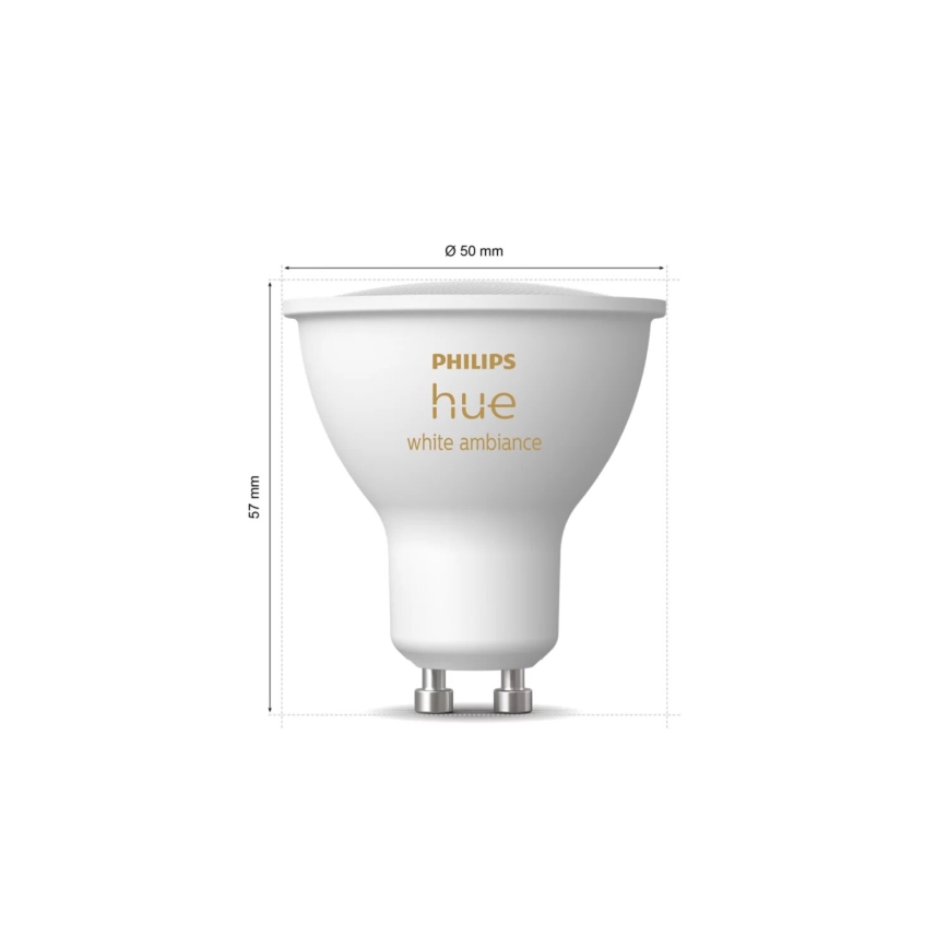 SET 3x LED Dimmable bulb Philips Hue WHITE AMBIANCE GU10/4,2W/230V 2200-6500K