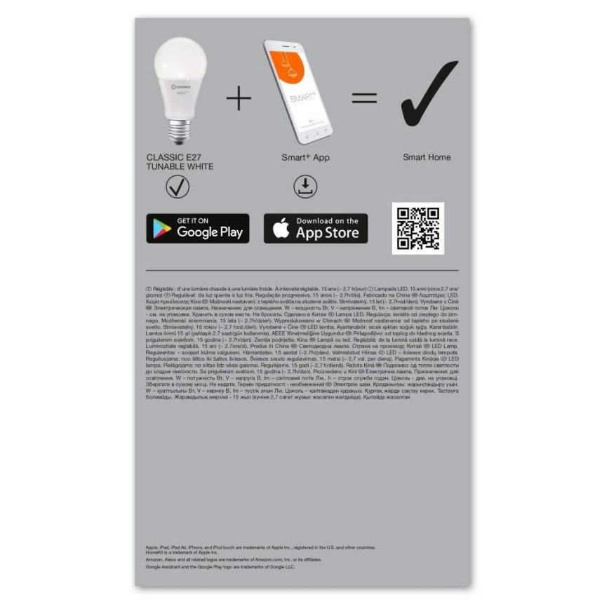 SET 3x LED Dimming bulb SMART+ E27/14W/230V 2,700K-6,500K Wi-Fi - Ledvance