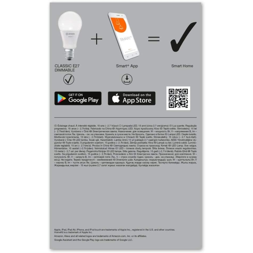 SET 3x LED Dimming bulb SMART+ E27/9W/230V 2,700K Wi-Fi - Ledvance