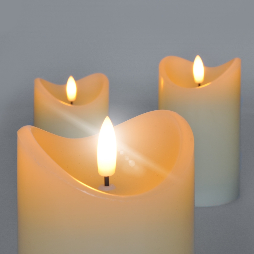 SET 3x LED Natural wax candle LED/3xAAA/warm white