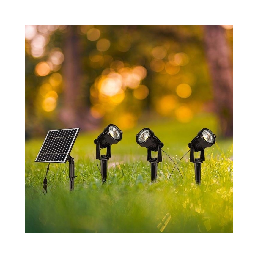 SET 3x LED Outdoor solar lamp 3xLED/1,2W/3,7V IP65 3000K 4000 mAh