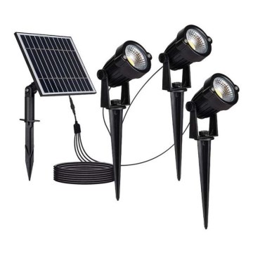 SET 3x LED Outdoor solar lamp 3xLED/1,2W/3,7V IP65 3000K