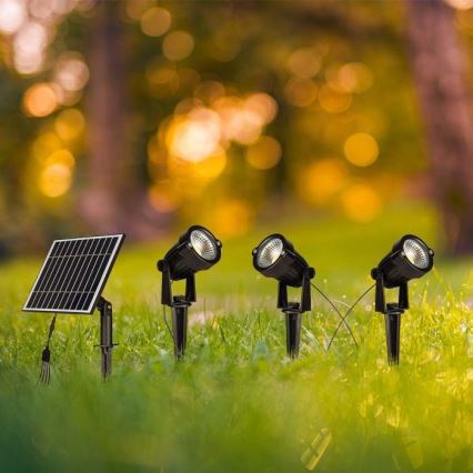 SET 3x LED Outdoor solar lamp 3xLED/1,2W/3,7V IP65 3000K