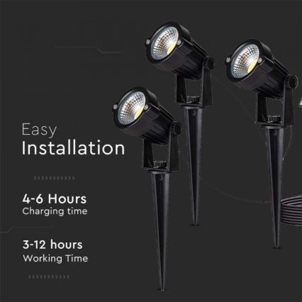 SET 3x LED Outdoor solar lamp 3xLED/1,2W/3,7V IP65 3000K
