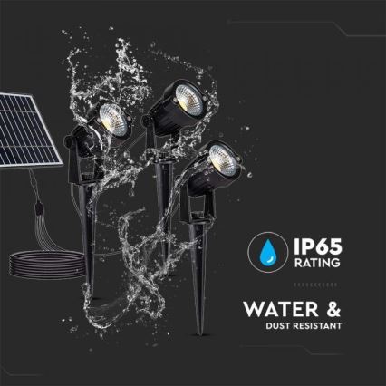SET 3x LED Outdoor solar lamp 3xLED/1,2W/3,7V IP65 3000K