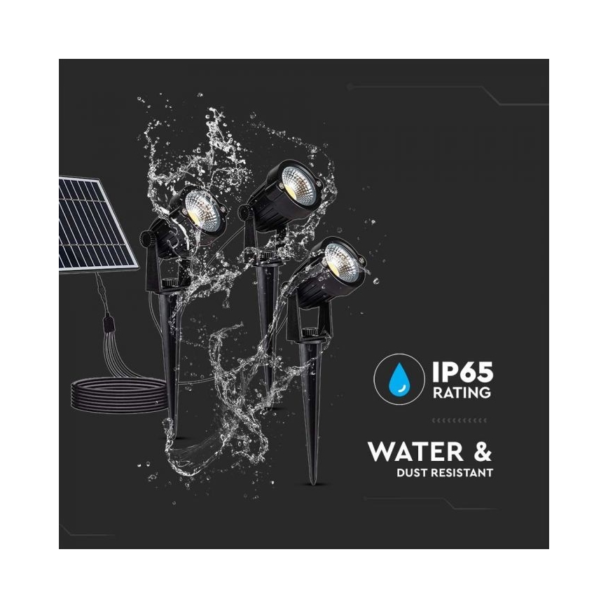SET 3x LED Outdoor solar lamp 3xLED/1,2W/3,7V IP65 3000K