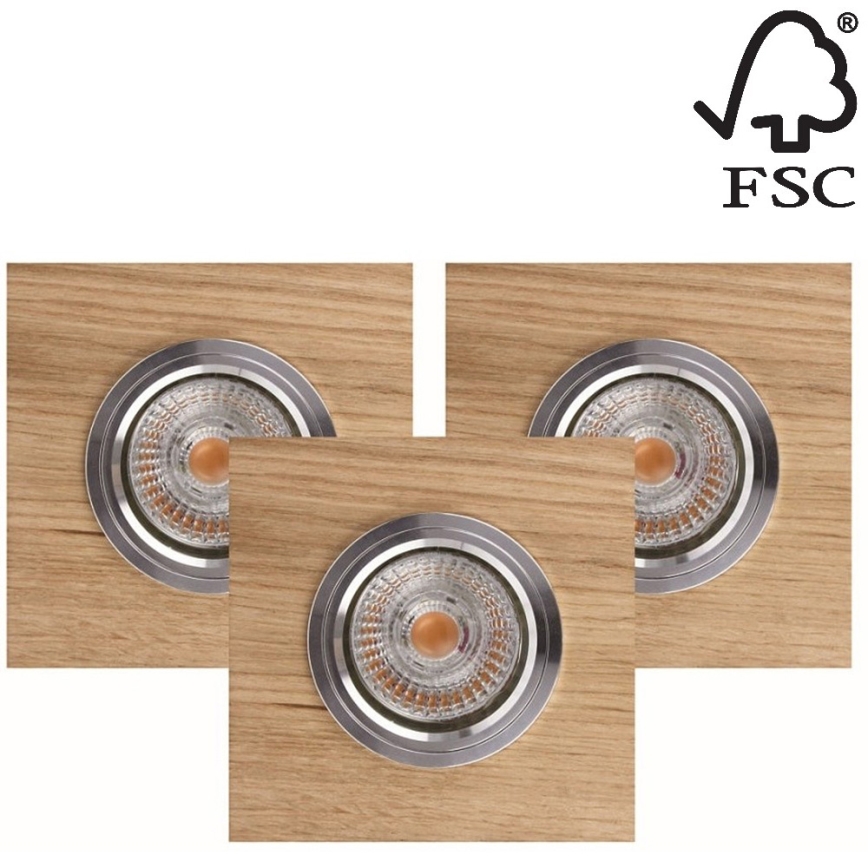 SET 3x LED Recessed light VITAR 1xGU10/5W/230V CRI 90 oak – FSC certified