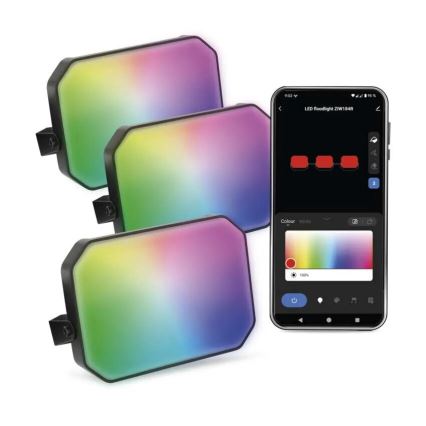 SET 3x LED RGBIC Dimmable outdoor floodlight GoSmart LED/14W/230V 3000-6500K IP65 Wi-Fi Tuya
