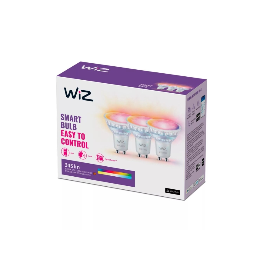 SET 3x LED RGBW Dimmable bulb PAR16 GU10/4,7W/230V 2200-6500K Wi-Fi - WiZ