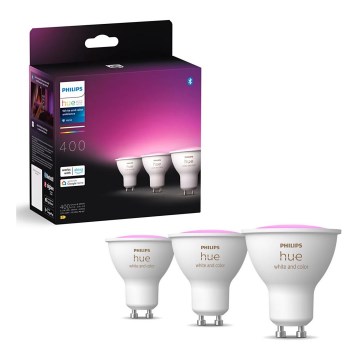 SET 3x LED RGBW Dimmable bulb Philips Hue WHITE AND COLOR AMBIANCE GU10/4,2W/230V 2000-6500K