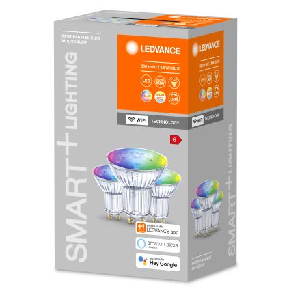 SET 3x LED RGBW Dimmable bulb SMART+ GU10/4,9W/230V 2700K-6500K Wi-Fi - Ledvance