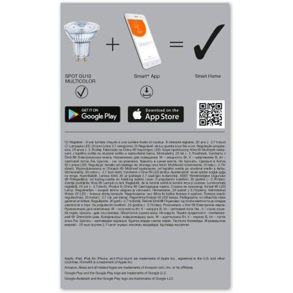 SET 3x LED RGBW Dimmable bulb SMART+ GU10/4,9W/230V 2700K-6500K Wi-Fi - Ledvance