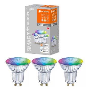 SET 3x LED RGBW Dimmable bulb SMART+ GU10/4,9W/230V 2700K-6500K Wi-Fi - Ledvance
