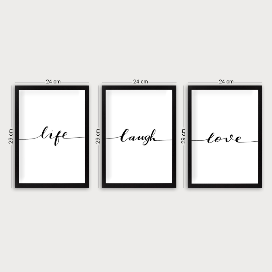 SET 3x Picture in a photo frame 24x29 cm black