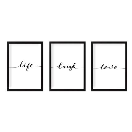 SET 3x Picture in a photo frame 24x29 cm black