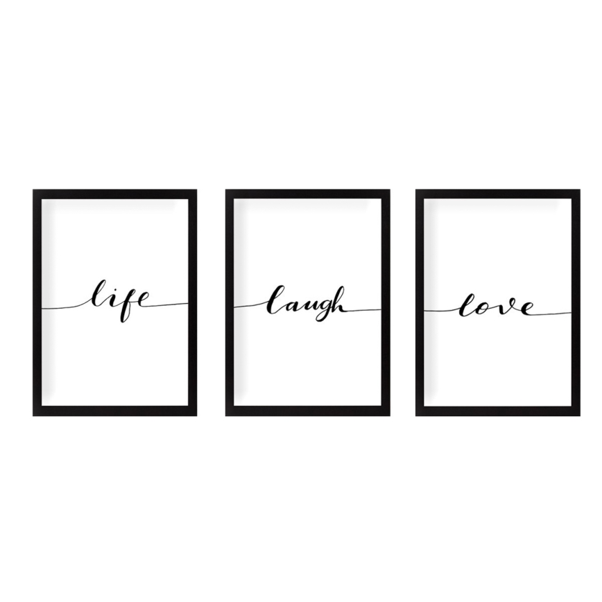 SET 3x Picture in a photo frame 24x29 cm black