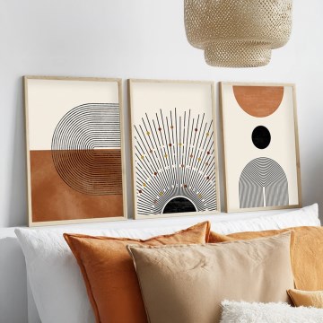 SET 3x Picture in a photo frame 50x70 cm beige/brown