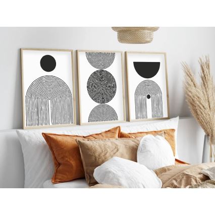 SET 3x Picture in a photo frame 50x70 cm black/white