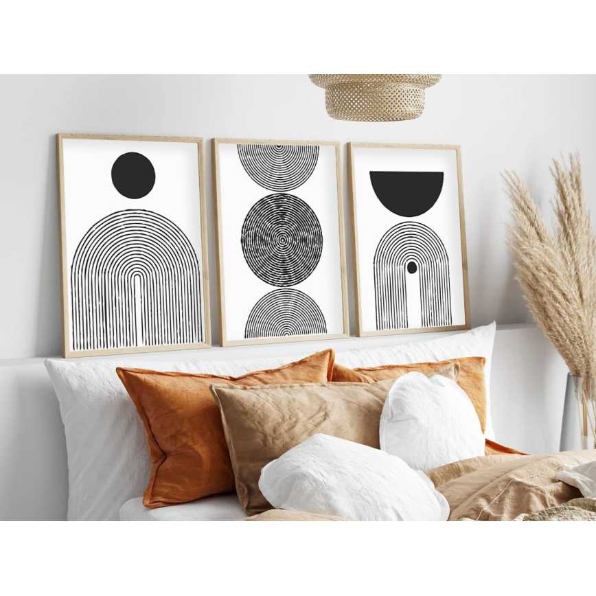 SET 3x Picture in a photo frame 50x70 cm black/white