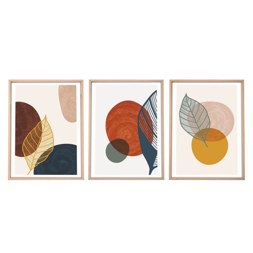 SET 3x Picture in a photo frame 50x70 cm colorful