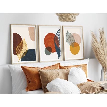 SET 3x Picture in a photo frame 50x70 cm colorful