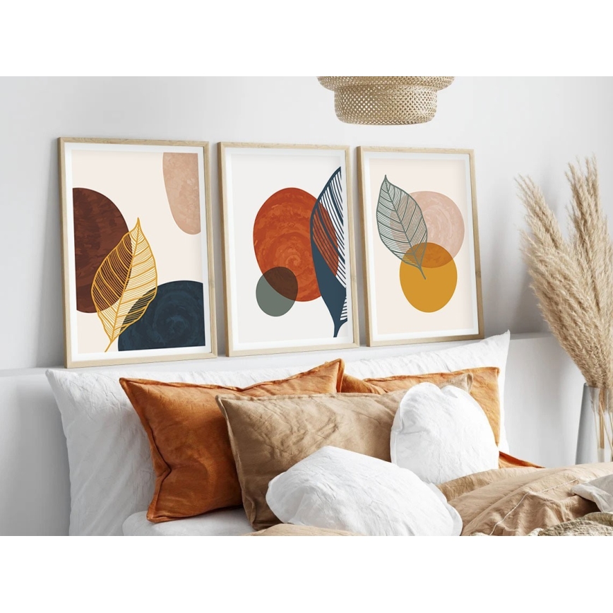 SET 3x Picture in a photo frame 50x70 cm colorful