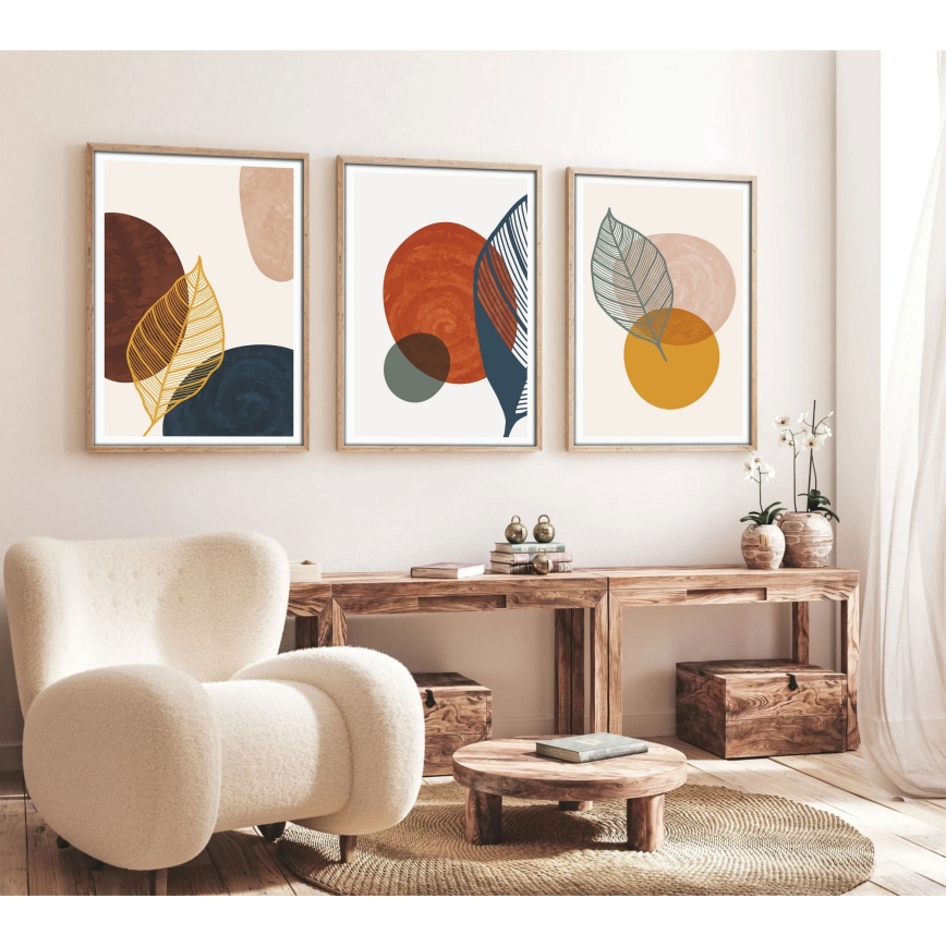SET 3x Picture in a photo frame 50x70 cm colorful