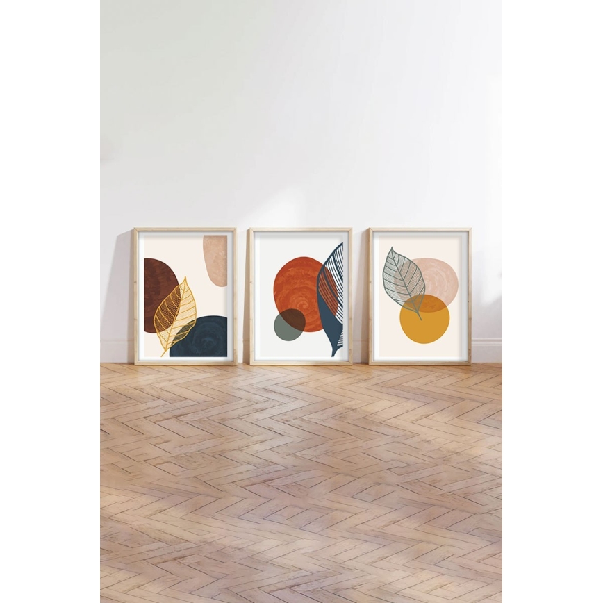 SET 3x Picture in a photo frame 50x70 cm colorful