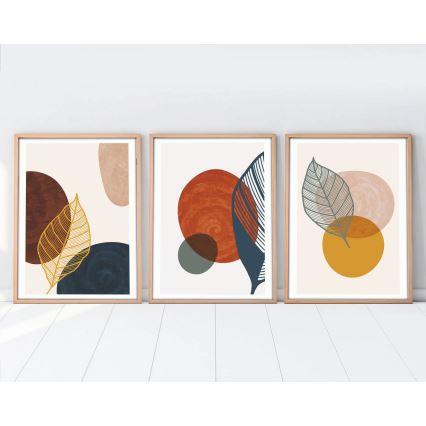 SET 3x Picture in a photo frame 50x70 cm colorful