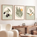 SET 3x Picture in a photo frame 50x70 cm leaves
