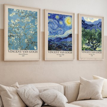 SET 3x Picture in a photo frame 50x70 cm Vincent van Gogh
