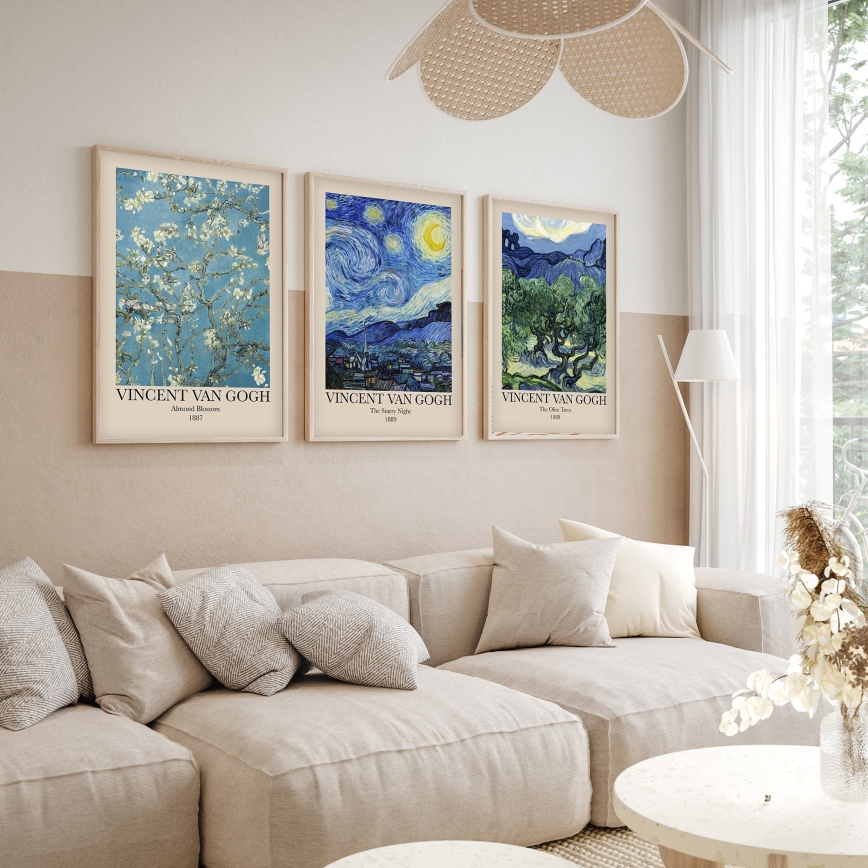 SET 3x Picture in a photo frame 50x70 cm Vincent van Gogh