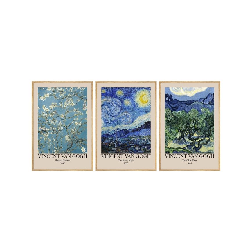 SET 3x Picture in a photo frame 50x70 cm Vincent van Gogh