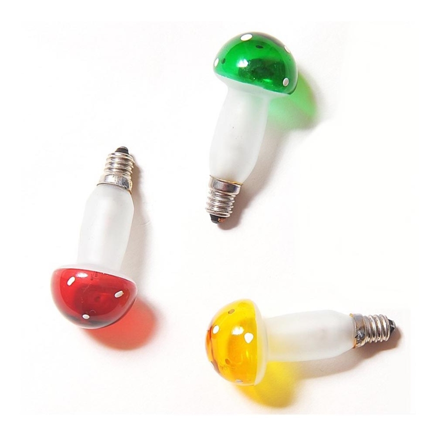 SET 3x Replacement bulb TOADSTOOL E10/20V color mix, Made in the Czech Republic