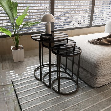 SET 3x Side table ALYA d. 34/42/50 cm black