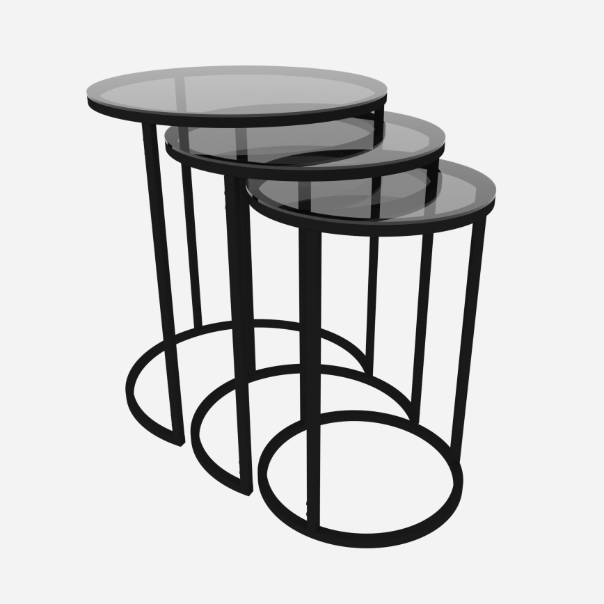 SET 3x Side table ALYA d. 34/42/50 cm black